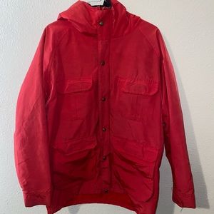 Vintage Woolrich Size L Red Full Zip Plaid Lined Jacket With Drawstring